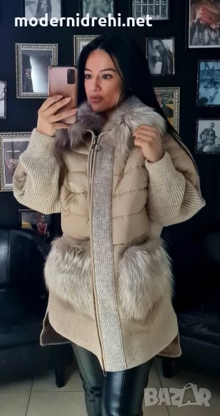 Дамско луксозно палто кашмир вълна и лисица код 254, снимка 1
