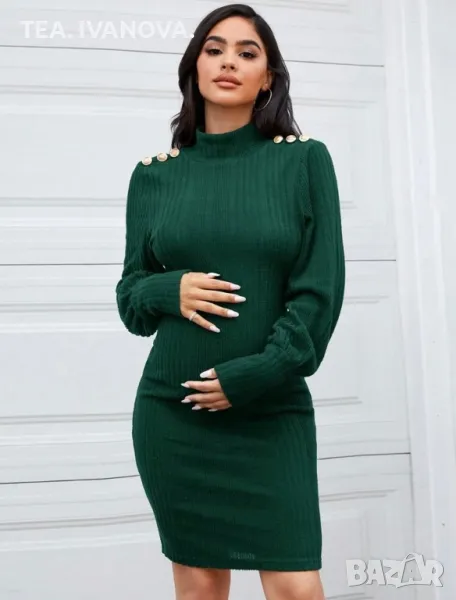 Дамска зелена рокля за бременни, снимка 1