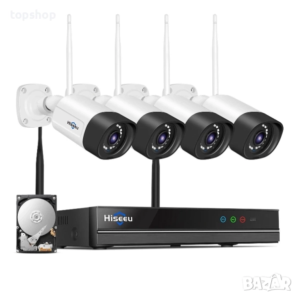Чисто нова безжична система за видеонаблюдение hiseeu, обхват от 30 метра, 16ch 4K NVR, 5MP, 1TB HDD, снимка 1