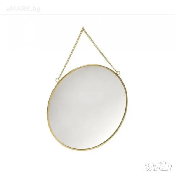 Декоративно огледало за стена в кръгла форма с рамка и верижка за закачане, снимка 1