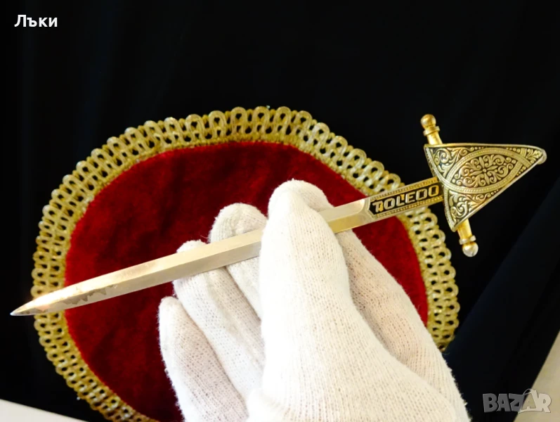 Toledo меч,кинжал,нож за писма 17 см.,злато,орнаменти. , снимка 1