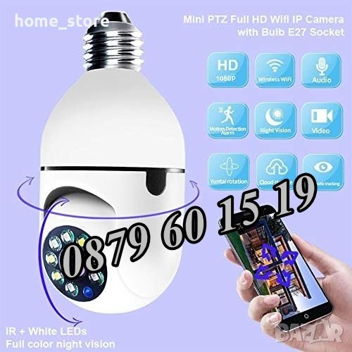 Куполна камера тип крушка 2MP Full HD 360°, камера крушка, снимка 1