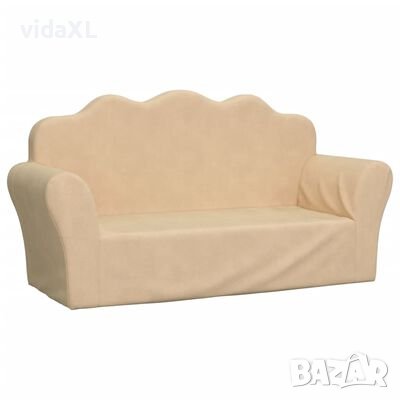 vidaXL 2-местен детски диван, кремав, мек плюш*SKU:341866, снимка 1