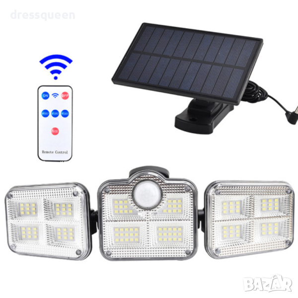 122LED  СОЛАРНА ЛАМПА СЕНЗОР ЗА ДВИЖЕНИЕ И СЕНЗОР ЗА ЗДРАЧ, снимка 1