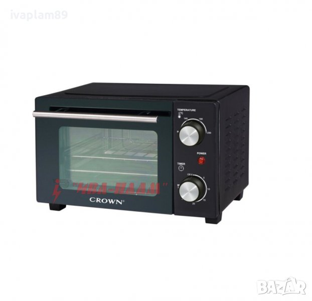 Мини фурна “ CROWN “ MTO-10 + Таймер – 10 литра – Черен модел, снимка 1