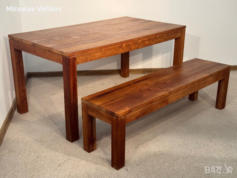 Масивна дървена маса с пейка сет , снимка 1