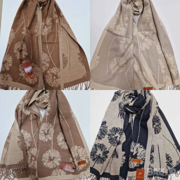 Елегантен дамски шал в различни цветове и с принт на глухарчета, снимка 1