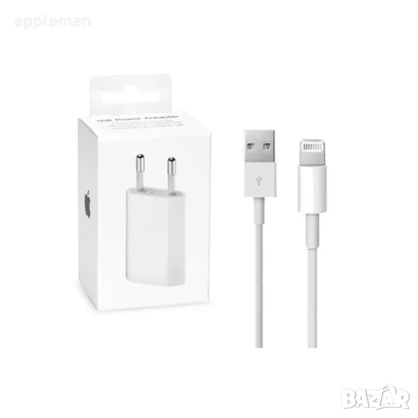Зарядно  устройство 5W за Apple iPhone Адаптер+кабел USB Type-A Lightning, снимка 1