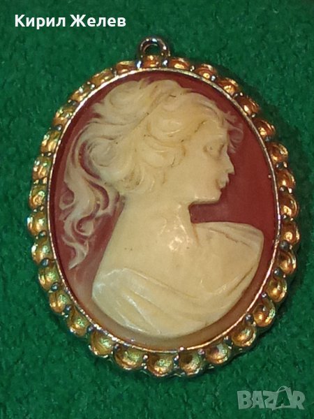 ВИНТИДЖ ВИКТОРИАНСКА КАМЕЯ ПРЕКРАСНА БРОНЗОВА ПОЗЛАТЕНА СТАР ПЕНДАНТ АРТ ДЕКО 17477, снимка 1