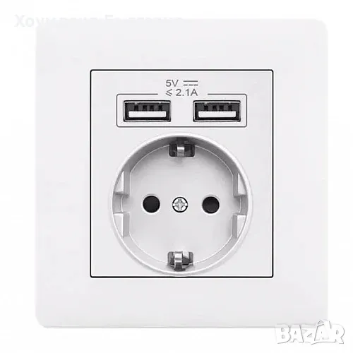 Контакт с 2 USB порта за зареждане на телефон, снимка 1