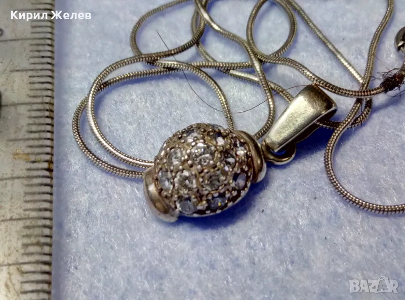 НЕЖНО ИТАЛИАНСКО СРЕБЪРНО КОЛИЕ със СКЪПОЦЕНЕН СРЕБЪРЕН ПЕНДАНТ РОДИРАНО СРЕБРО 925 ПРОБА 43359, снимка 1