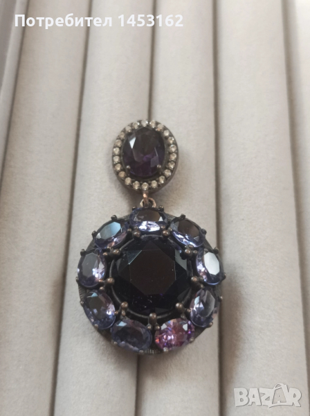 Сребърна висулка с кристали , снимка 1