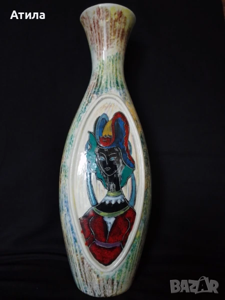 ваза ръчно рисувана 32 см, снимка 1