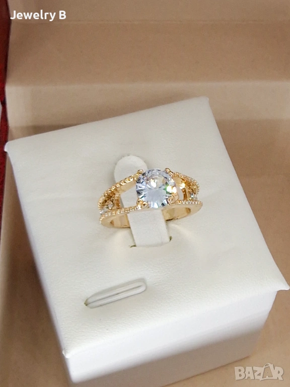  Дамски пръстен с голям кристал - Royal Split Crown Ring, снимка 1