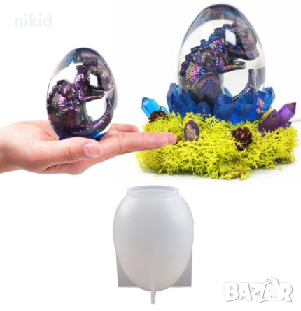 3D голямо цяло яйце силиконов молд форма калъп за свещ гипс шоколад и др декор, снимка 1