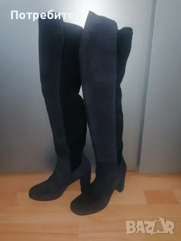 Елегантни ботуши /чизми/ на ток италиански - естествен велур, р-р 37, снимка 7 - Дамски ботуши - 48176740