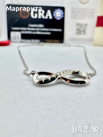 Сребърно колие с мойсанит (диамант) 10 камъка по 0.015 карата, снимка 9 - Колиета, медальони, синджири - 53785316