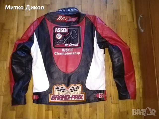 Мотористко яке оригинално  марково на Англия от свет.шампионат в Ассен Холандия-ест. кожа-размер С, снимка 8 - Други спортове - 41713549