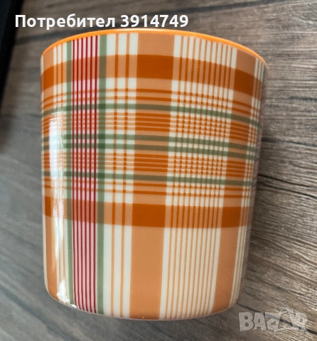 НОВА Керамична чаша, кафе/чай, солидна, висококачествена, здрава; карирана; 380 мл, снимка 3 - Чаши - 51743206
