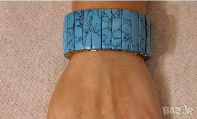 тюркоазена еластична гривна, снимка 4 - Гривни - 49171175