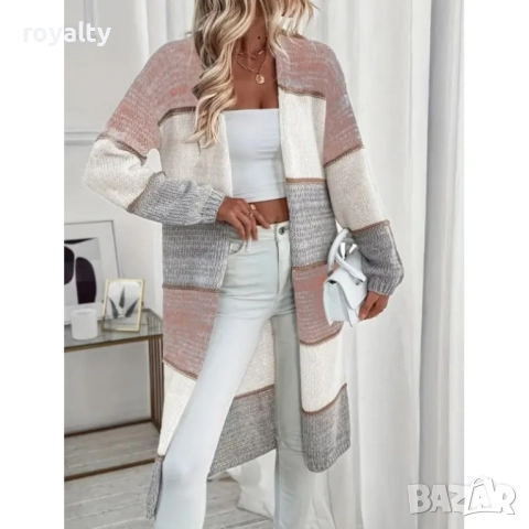 Дълга дамска жилетка райе, снимка 2 - Жилетки - 52157565