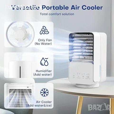 Портативен 3-в-1 Мини Климатик и Охладител за Въздух OMISOON 800мл, 8W, USB, снимка 2 - Овлажнители и пречистватели за въздух - 55903443