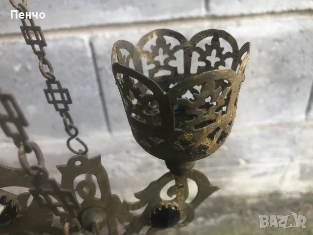 старо възрожденско, тройно кандило, снимка 15 - Антикварни и старинни предмети - 54955287