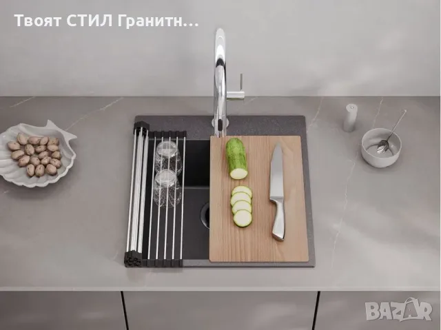 Графит кухненска мивка от гранит Рига 50 XL 480 x 500 мм