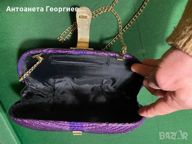 Дамска чанта лилава - тип кошничка, арт дизайн, снимка 2 - Чанти - 35981973
