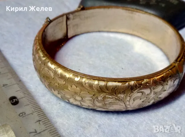 СТАРИННА ФЛОРАЛНО ОРНАМЕНТИРАНА МЕДНА ГРИВНА с МАРКИРАНА ДЕБЕЛА ПОЗЛАТА DOUBLE ЗЛАТНО ДУБЛЕ 49290, снимка 7 - Антикварни и старинни предмети - 48467636