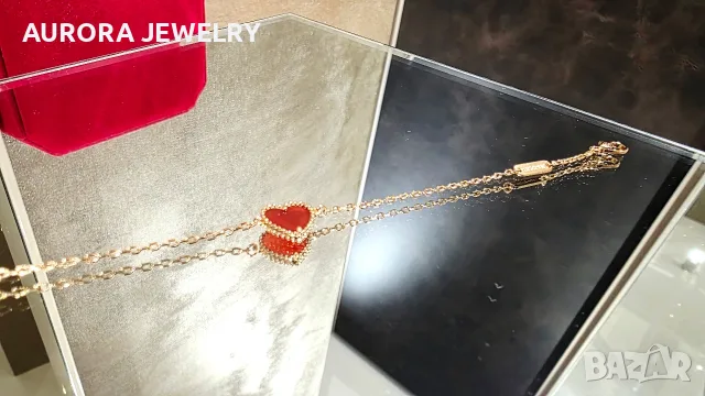 Van Cleef & Arpels VCA Rose Gold Red Carnelian Sweet Heart Дамска Гривна, снимка 8 - Гривни - 56220149