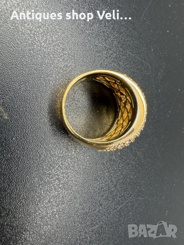 Сребърен пръстен с позлата и циркони №7090 , снимка 8 - Пръстени - 50789840