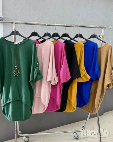 💚Дамски блузи от фино машинно плетиво с ефектно бижу 