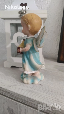 Винтидж порцеланов ангел с акордеон Vintage Angel Musician Playing Accordion Figurine , снимка 4 - Колекции - 51627540
