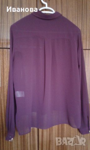 Риза с дълъг ръкав бордо, снимка 4 - Ризи - 34569848