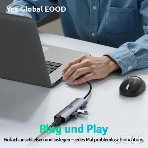 Acer USB-C/USB-A хъб с Gigabit Ethernet и 3 USB порта, снимка 6 - Мрежови адаптери - 55921854