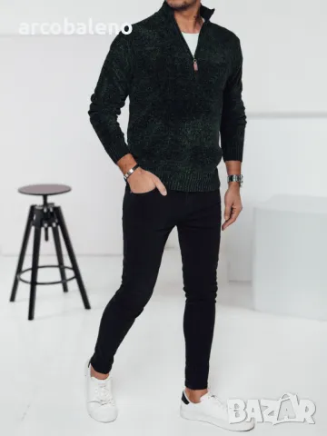 Мъжки пуловер с цип, 4цвята , снимка 3 - Пуловери - 48259548