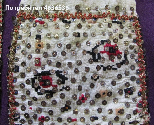 19век кенарена кърпа, мъниста и пайети 140х17см., снимка 3 - Антикварни и старинни предмети - 53322518