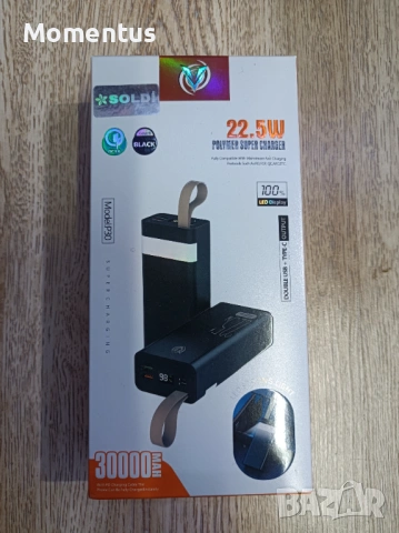 Външна батерия Soldi P30 30000 mAh с бързо зареждане, снимка 2 - Външни батерии - 53728651