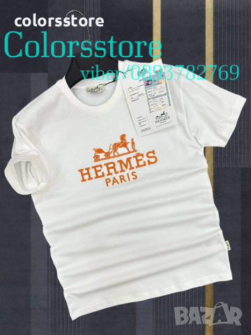 Мъжка бяла тениска Hermes  код VL-Y43, снимка 1 - Фигурки - 42331118
