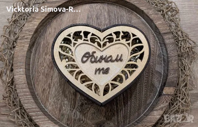 Дървени: Роза, Роза с  кутия и Кутия сърце за бонбони/бижу, снимка 4 - Изкуствени цветя - 48982035