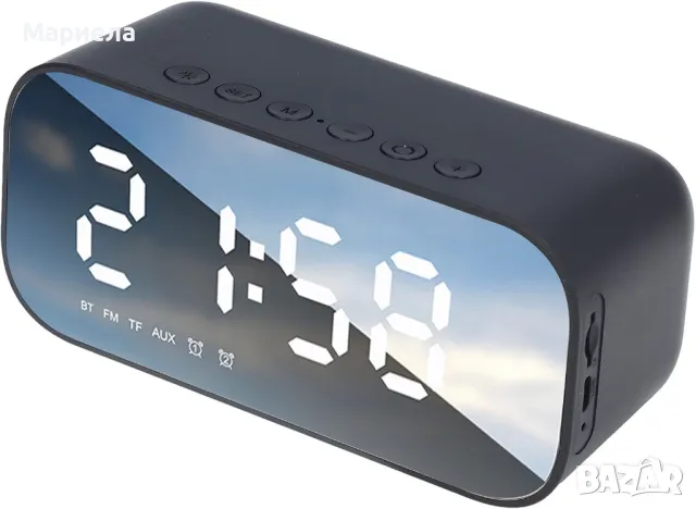 Цифров будилник, преносим нощен часовник с голям дисплей и двойна аларма, FM будилник с Bluetooth, снимка 4 - Друга електроника - 48880066