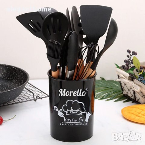 Черен комплект силиконови прибори