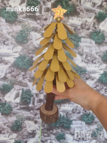 Коледна елхичка от дърво и метал, снимка 4 - Декорация за дома - 52385681