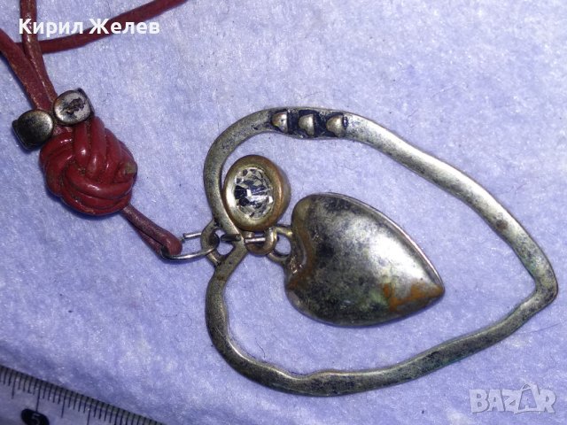 ПОСРЕБРЕНО БРОНЗОВО СЪПЦЕВИДНО АРТ КОЛИЕ МЕДАЛЬОН с ФАСЕТИРАН ПЛАНИНСКИ КРИСТАЛ 34672, снимка 3 - Колиета, медальони, синджири - 39179868