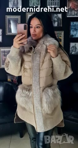 Дамско луксозно палто кашмир вълна и лисица код 254, снимка 1 - Палта, манта - 35937975