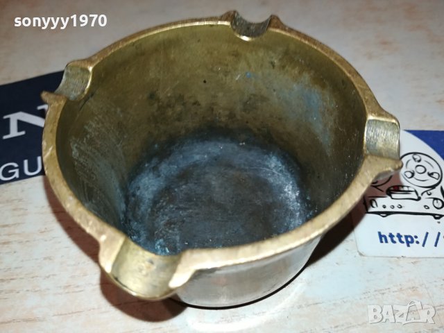 мед месингов пепелник 9х5см 2906231253, снимка 2 - Антикварни и старинни предмети - 41393031