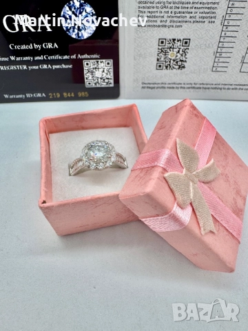 Сребърен пръстен с мойсанит (Диамант) 2 карата, снимка 13 - Пръстени - 52252905