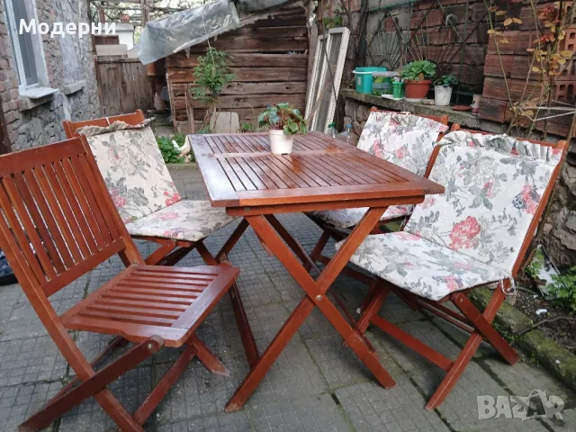 Дървена маса и 4 стола , снимка 10 - Градински мебели, декорация  - 49934812