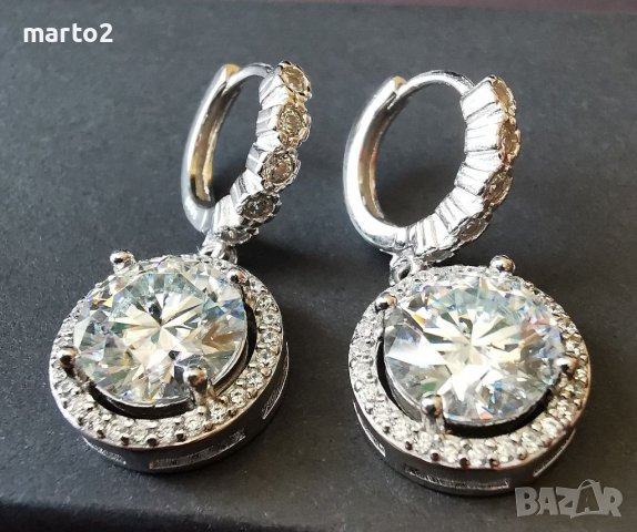 Сребърни 925 Обеци с Мойсанити по 3 карата на Обеца общо 6 Карата!